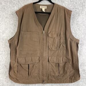Duluth Trading Co Vest Mens 2XL Brown Utility Fishing Outdoor Hunting Hiking